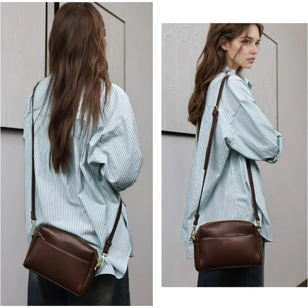 Vegan Leather Crossbody Bag Women Small Organizer Travel Purse